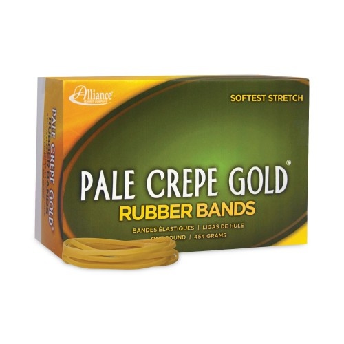 Alliance Pale Crepe Gold Rubber Bands, Size 33, 0.04" Gauge, Golden Crepe, 1 Lb Box, 970/Box