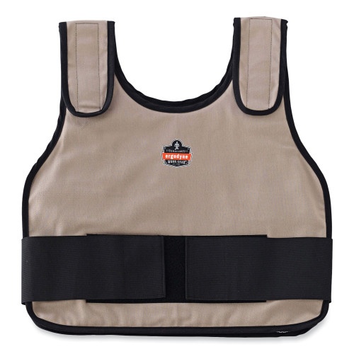 Ergodyne Chill-Its 6230 Standard Phase Change Cooling Vest With Packs, Cotton, Small/Medium, Khaki, Ships In 1-3 Business Days