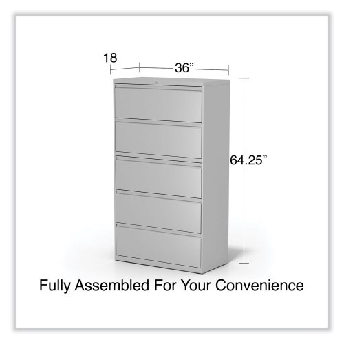 Alera Lateral File, 5 Legal/Letter/A4/A5-Size File Drawers, Light Gray, 36" X 18.63" X 67.63"