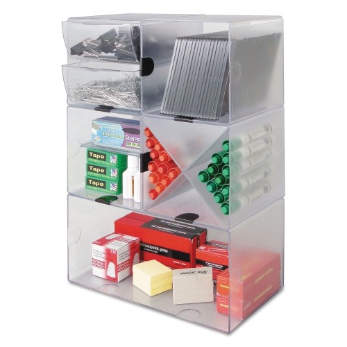 Deflecto Stackable Cube Organizer, 6 X 6 X 6, Clear