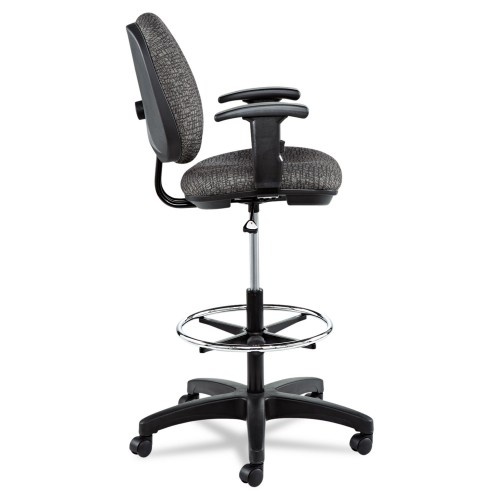 Alera Interval Series Swivel Task Stool, Supports 275 Lb, 23.93" To 34.53" Seat Height, Graphite Gray Seat/Back, Black Base