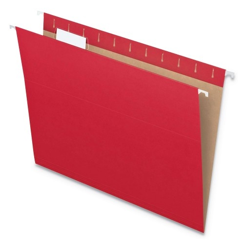 Pendaflex Colored Hanging Folders, Letter Size, 1/5-Cut Tab, Red, 25/Box