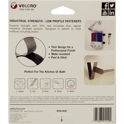 Velcro Brand Low Profile Industrial Strength Tape, 10Ft X 1In Roll, White
