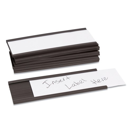 U Brands Magnetic Card Holders, 6 X 2, Black, 10/Pack