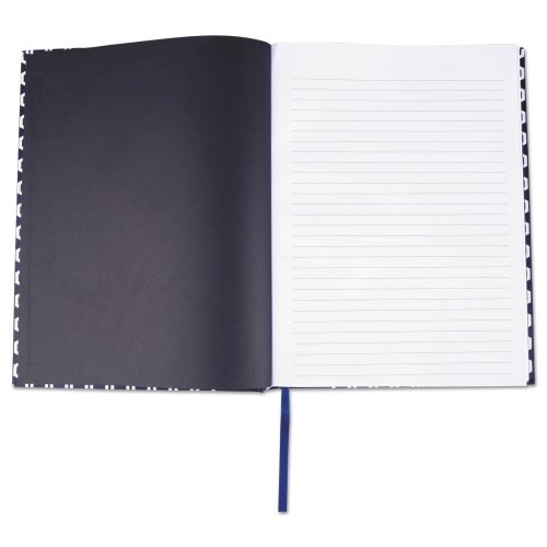 Universal Casebound Hardcover Notebook, Wide/Legal Rule, Blue/Hex Pattern, 10.25 X 7.68, 150 Sheets