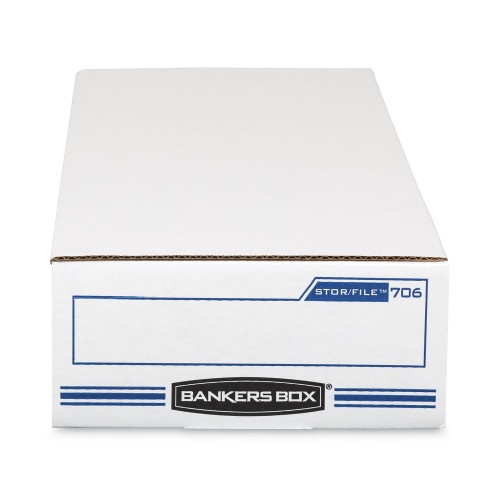 Bankers Box Stor/File Check Boxes, 9.25" X 25" X 4.13", White/Blue, 12/Carton