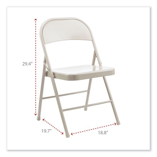 Alera Armless Steel Folding Chair, Supports Up To 275 Lb, Taupe Seat, Taupe Back, Taupe Base, 4/Carton