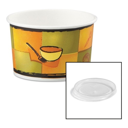 Chinet Streetside Paper Food Container W/Plastic Lid, Streetside Design, 8-10Oz, 250/Ct