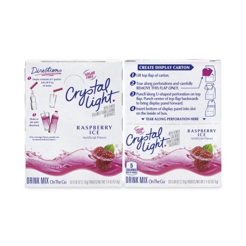 Crystal Light On-The-Go Sugar-Free Drink Mix, Raspberry Ice, 0.08 Oz Single-Serving Tube, 30/Pk, 2 Packs/Carton, Ships In 1-3 Business Days
