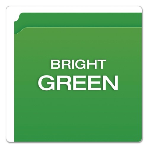 Pendaflex Double-Ply Reinforced Top Tab Colored File Folders, Straight Tab, Letter Size, Bright Green, 100/Box