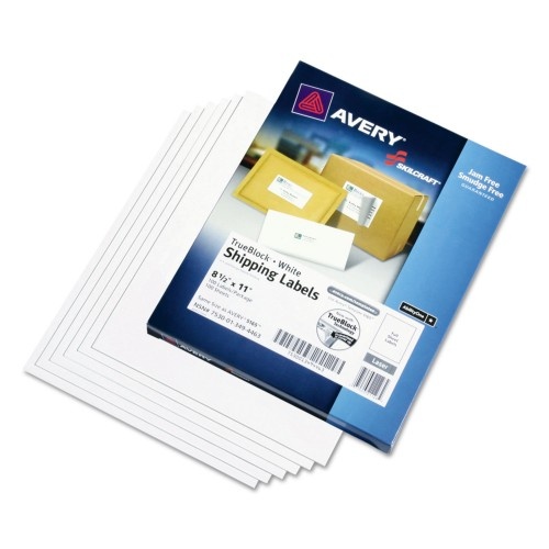 Abilityone 753001 Skilcraft Laser Labels, Label Printers, 8.5 X 11, White, 100/Box