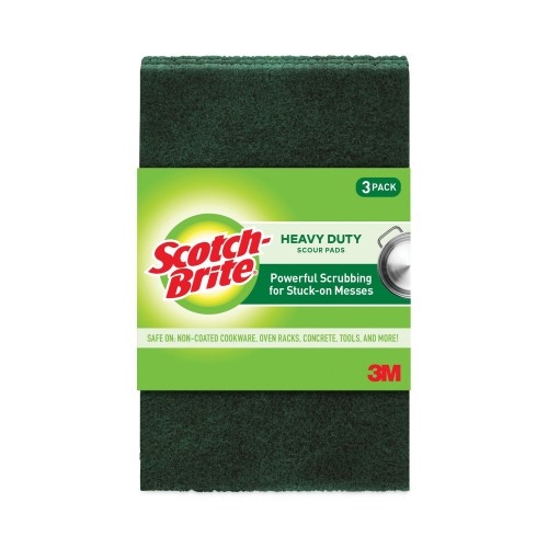 Scotch-Brite Heavy-Duty Scour Pad, 3.8W X 6"L, Green, 3/Pack, 10 Packs/Carton