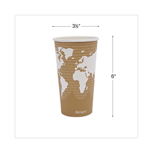 Eco-Products World Art Renewable Compostable Hot Cups, 20 Oz., 50/Pk, 20 Pk/Ct