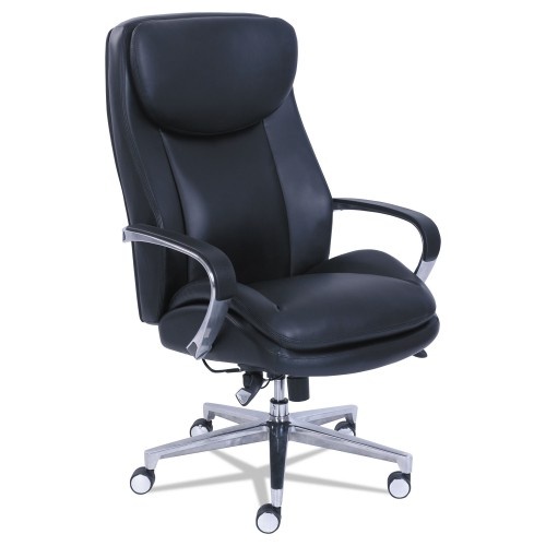 La-Z-Boy Commercial 2000 Big And Tall Executive Chair With Dynamic Lumbar Support, Up To 400 Lbs., Black Seat/Back, Silver Base