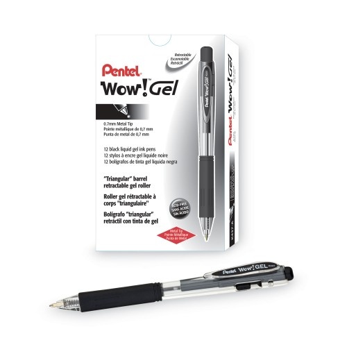 Sharpie S-Gel Premium Metal Barrel Gel Pen, Retractable, Medium 0.7 mm, Black Ink, Black Barrel, Dozen