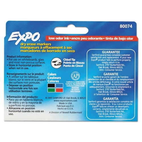 Expo Low-Odor Dry-Erase Marker, Broad Chisel Tip, Black, Dozen