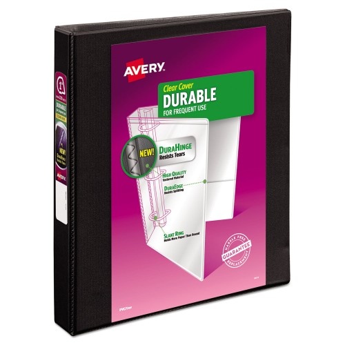 Avery Durable View Binder With Durahinge And Slant Rings, 3 Rings, 1" Capacity, 11 X 8.5, Black