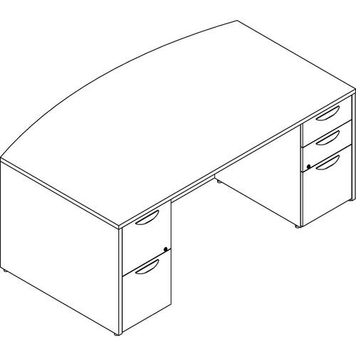 Lorell Prominence 2.0 Mahogany Laminate Double-Pedestal Desk - 5-Drawer