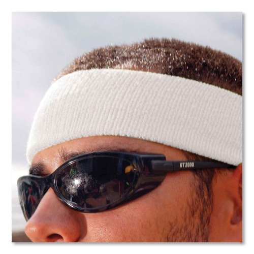 Ergodyne Chill-Its 6550 Head Terry Cloth Sweatband, Cotton Terry, One Size Fits Most, White, Ships In 1-3 Business Days