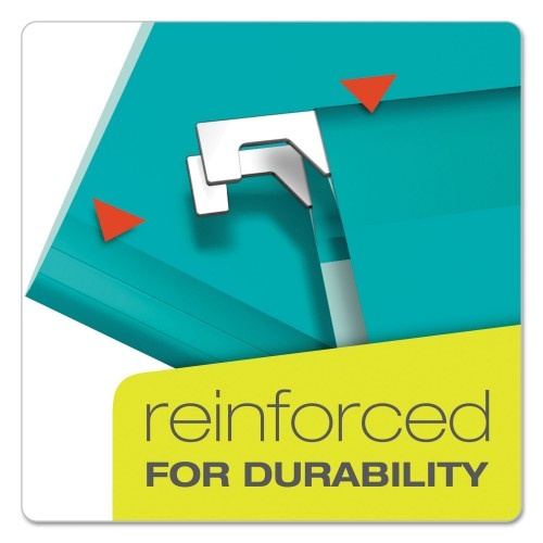 Pendaflex Colored Reinforced Hanging Folders, Letter Size, 1/5-Cut Tab, Aqua, 25/Box
