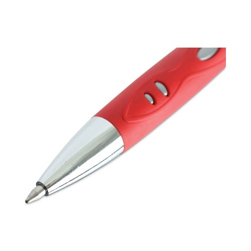 Universal Comfort Grip Gel Pen, Retractable, Medium 0.7 Mm, Red Ink, Silver Barrel, Dozen