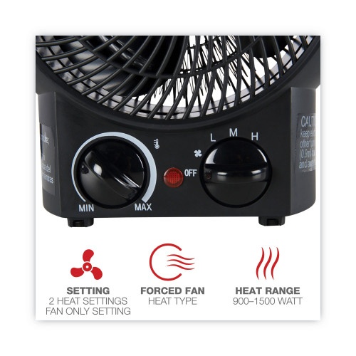 Alera Heater Fan, 1,500 W, 8.25 X 4.37 X 9.5, Black