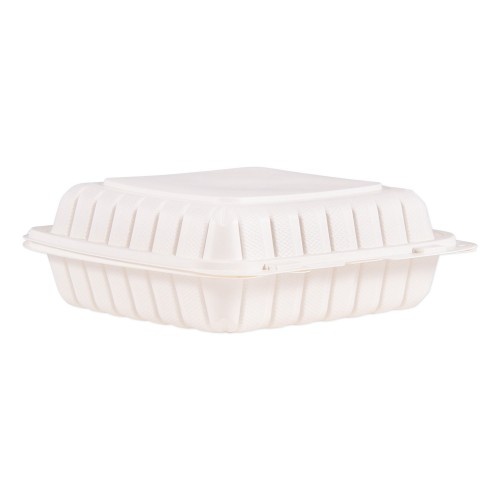 Dart Proplanet Hinged Lid Containers, Single Compartment, 9 X 8.8 X 3, White, Plastic, 150/Carton