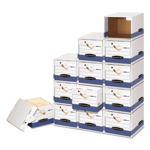 Bankers Box File/Cube Box Shell, Legal/Letter, 12 X 15 X 10, White/Blue