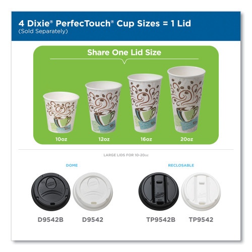 Dixie Perfectouch Paper Hot Cups, 12 Oz, Coffee Haze Design, Individually Wrapped, 1,000/Carton