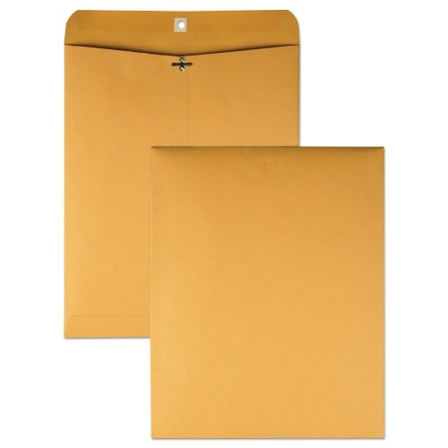 Quality Park Clasp Envelope, 32 Lb Bond Weight Kraft, #14 1/2, Square Flap, Clasp/Gummed Closure, 11.5 X 14.5, Brown Kraft, 100/Box