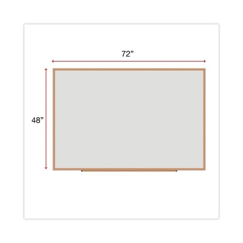 Universal Deluxe Melamine Dry Erase Board, 72 X 48, Melamine White Surface, Oak Fiberboard Frame