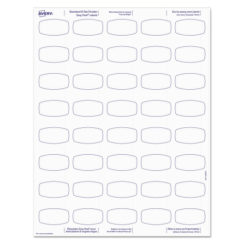 Avery Big Tab Printable White Label Tab Dividers, 8-Tab, 11 X 8.5, White, 20 Sets