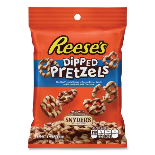 Reese's Dipped Pretzels, 4.25 Oz Bag, 4/Carton, Ships In 1-3 Business Days