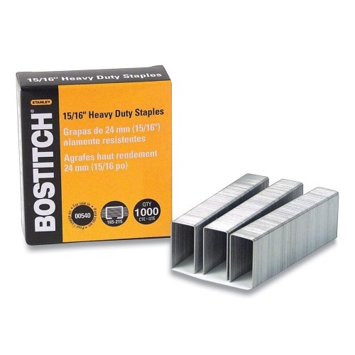 Bostitch Heavy-Duty Premium Staples, 0.94" Leg, 0.5" Crown, Carbon Steel, 1,000/Box