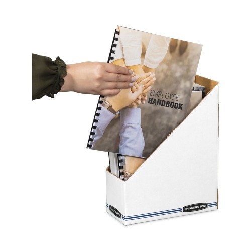 Bankers Box Corrugated Cardboard Magazine File, 4 X 9 1/4 X 11 3/4, White, 12/Carton