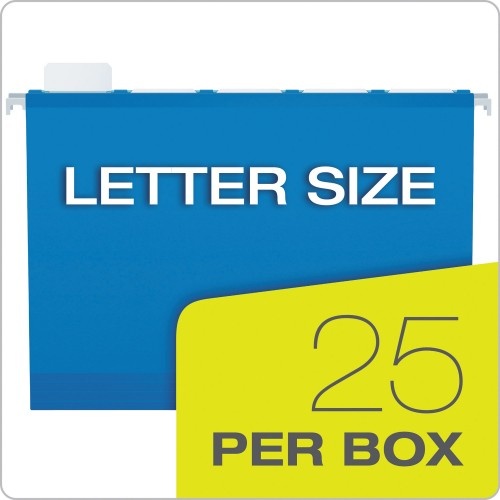 Pendaflex Surehook Reinforced Extra-Capacity Hanging Box File, Letter Size, 1/5-Cut Tab, Blue, 25/Box