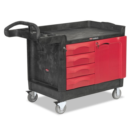 Rubbermaid Black 750 lb Capacity 2-Shelf Heavy-Duty Utility Cart (Rubbermaid  4546 BLA)