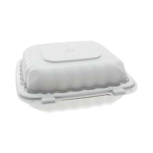 Pactiv Earthchoice Smartlock Microwavable Mfpp Hinged Lid Container, 8.31 X 8.35 X 3.1, White, Plastic, 200/Carton