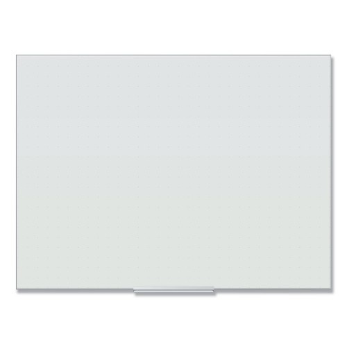 U Brands Floating Glass Ghost Grid Dry Erase Board, 47 X 35, White