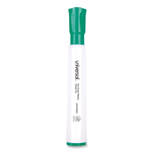 Universal Dry Erase Marker, Broad Chisel Tip, Green, Dozen