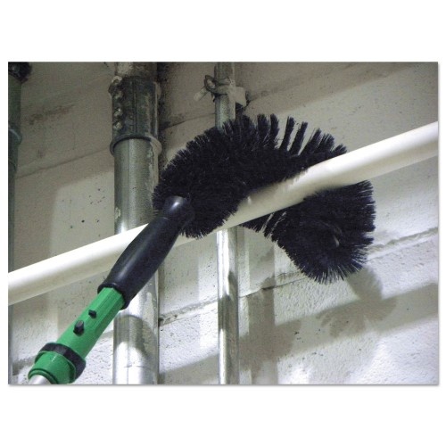 Unger Starduster Brush, Green Polypropylene Bristles, 7.5" Brush, 6" Black Plastic Handle
