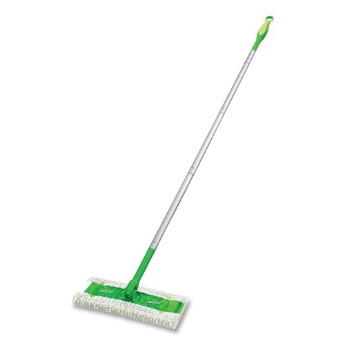 Swiffer Sweeper Mop, 10 X 4.8 White Cloth Head, 46" Green/Silver Aluminum/Plastic Handle Ea)