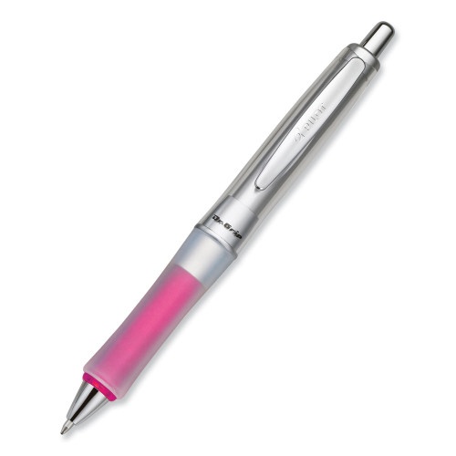 Pilot Dr. Grip Center Of Gravity Ballpoint Pen, Retractable, Medium 1 Mm, Black Ink, Silver/Pink Grip Barrel