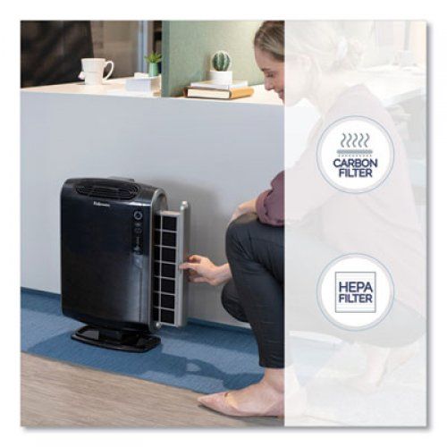 Fellowes Hepa And Carbon Filtration Air Purifiers, 200-400 Sq Ft Room Capacity, Black