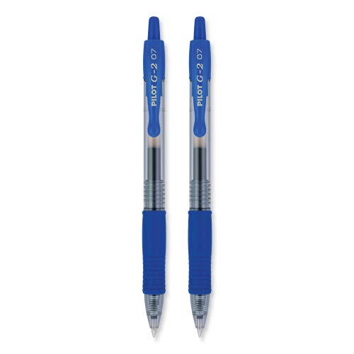 Pilot G2 Premium Gel Pen, Retractable, Fine 0.7 Mm, Blue Ink, Smoke Barrel, 2/Pack