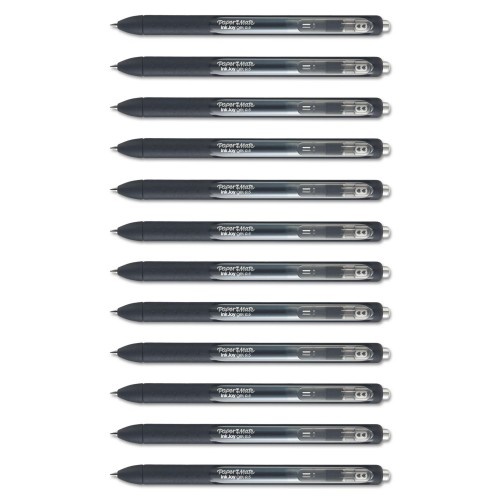 Paper Mate Inkjoy Gel Pen, Retractable, Micro 0.5 Mm, Black Ink, Black Barrel, Dozen