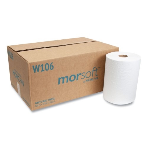 Morcon Paper 10 Inch Roll Towels, 1-Ply, 10" X 800 Ft, White, 6 Rolls/Carton