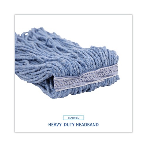 Boardwalk Mop Head, Standard Head, Cotton/Synthetic Fiber, Cut-End, #20, Blue, 12/Carton