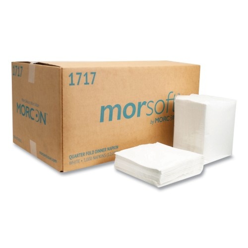 Morcon Paper Morsoft Dinner Napkins, 1-Ply, 15 X 17, White, 250/Pack, 12 Packs/Carton
