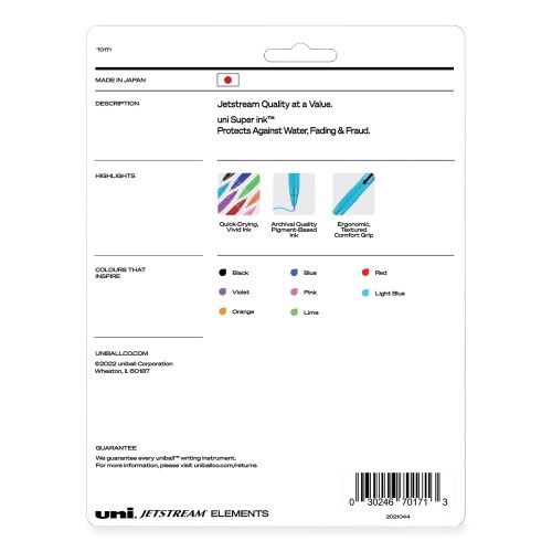 Uni-Ball Jetstream Elements Ballpoint Pen, Retractable, Medium 1 Mm, Assorted Ink And Barrel Colors, 12/Pack